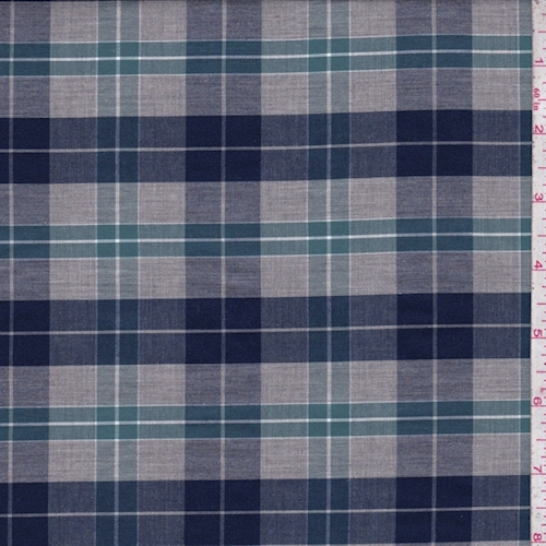 Stone/Navy/Spruce Plaid Shirting