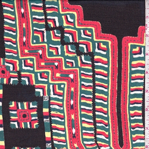 Black Multi Southwestern Silk Chiffon