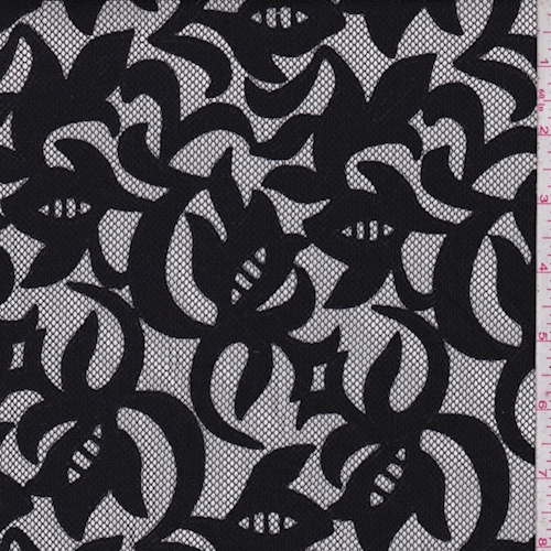Black Scroll Jacquard Mesh