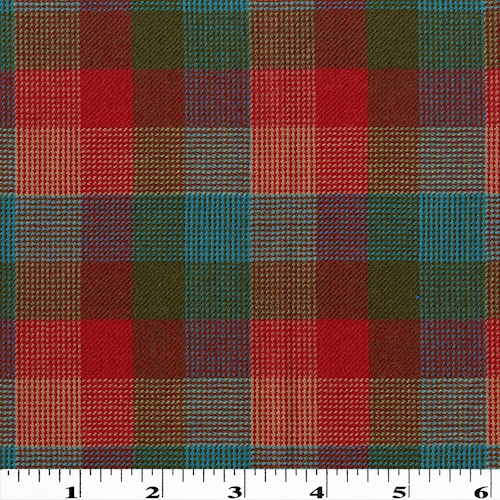 Red/Green/Teal Multi Wool Blend Woven Plaid Suiting