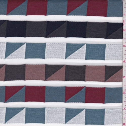 Dark Navy Multi Geo Stripe French Terry Knit