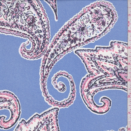 Periwinkle Stylized Paisley Crepe Georgette
