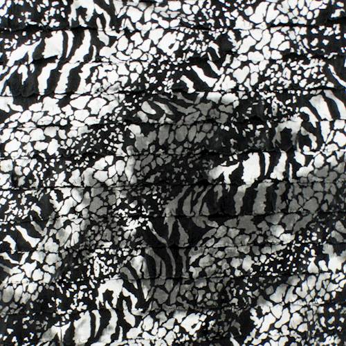 *1 YD PC--Black/Silver Zebra/Cheetah Print Ruffle Knit