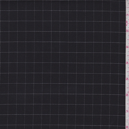 Black/White Check Tropical Wool Blend Check Suiting