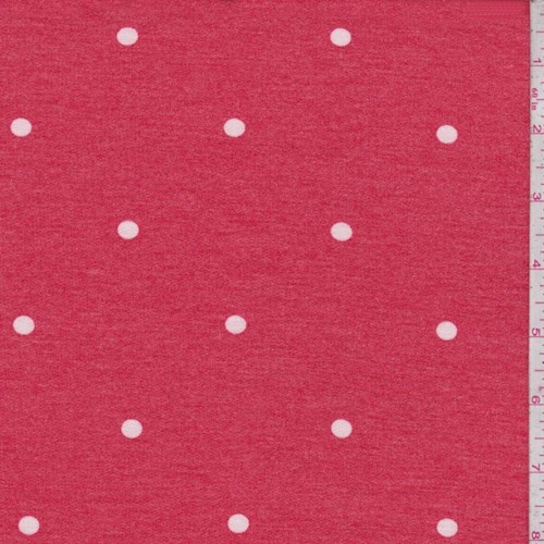 *3/4 YD PC--Pale Red Dot Brushed French Terry Knit