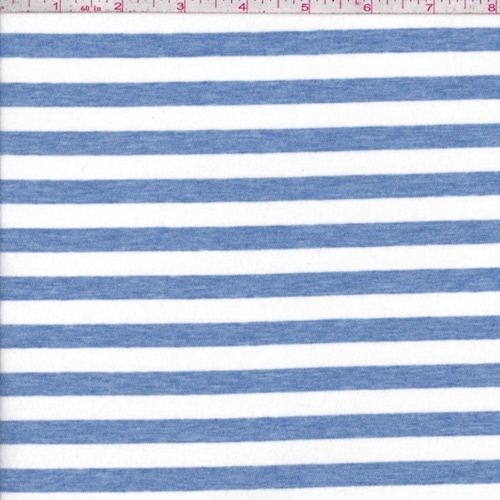*2 1/2 YD PC--Heather Blue/White Stripe Jersey Knit