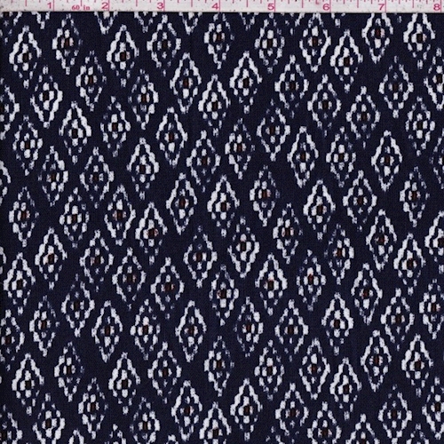 Indigo Blue Southwest Diamond Linen Blend Canvas Decor Fabric