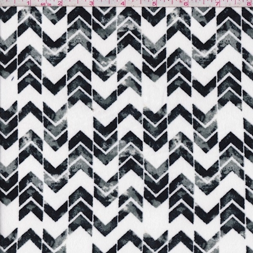 White/Black/Nickel Chevron Stripe Double Brushed Jersey Knit