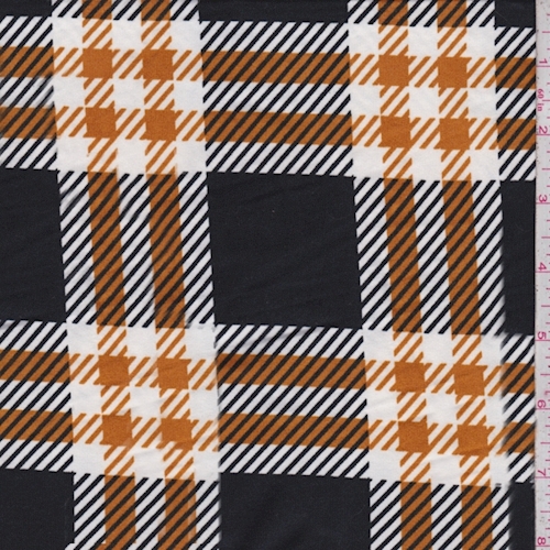 Black/Harvest/White Plaid Double Brushed Jersey Knit
