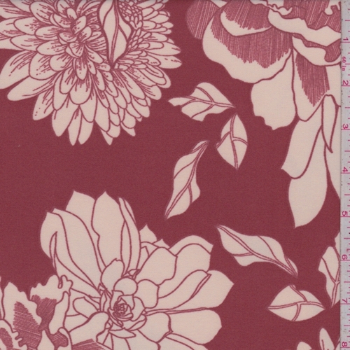 Copper/Ivory Sketch Floral Scuba Knit
