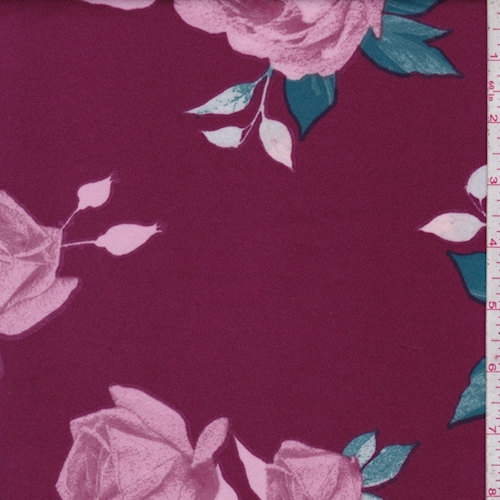 Magenta/Pink Floral Bloom Scuba Knit