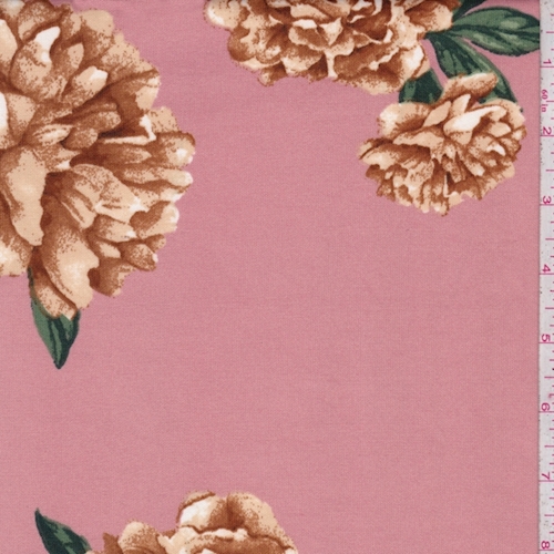 Terra Cotta/Gold Peony Cluster Scuba Knit