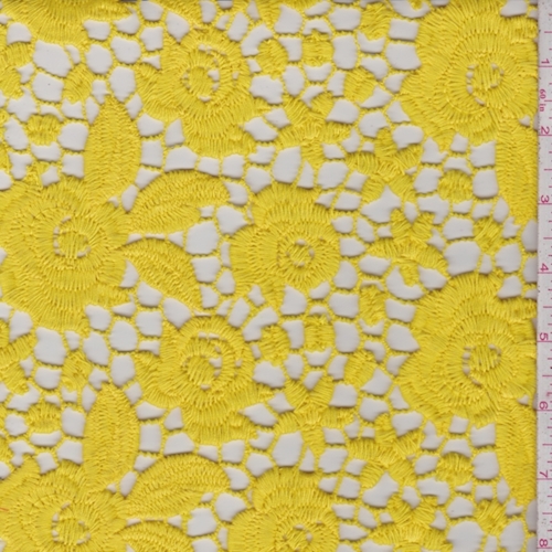 Sunshine Yellow Floral Guipure Lace