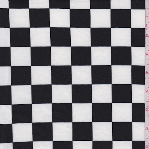 White/Black Check Double Brushed Jersey Knit