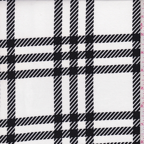 White/Black Glen Plaid Double Brushed Jersey Knit
