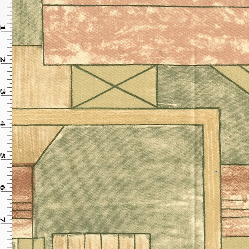 Warm Beige/Pink/Sage Abstract Printed Woven Decor Fabric DFW61012