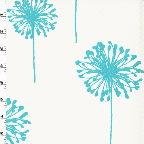 White/Blue Cotton Dandelion Printed Twill Decorating Fabric
