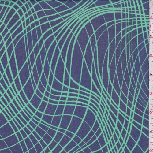 Sapphire/Aqua Matrix Wave Silk Chiffon