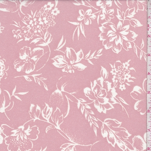 Creamy Pink/Ivory Floral Crepe Georgette