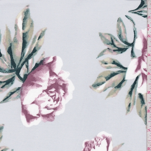 Pearl Mist Peony Double Brushed Jersey Knit