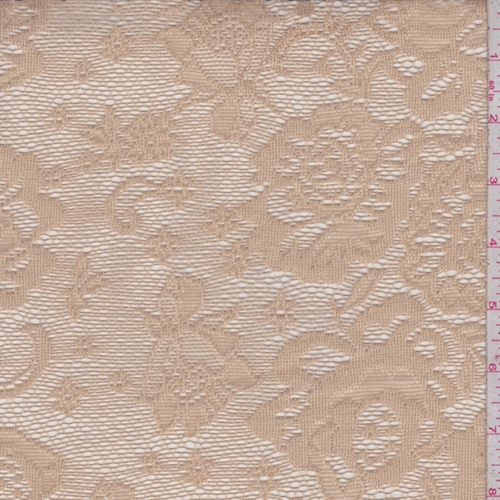 Golden Beige Floral Mesh Lace