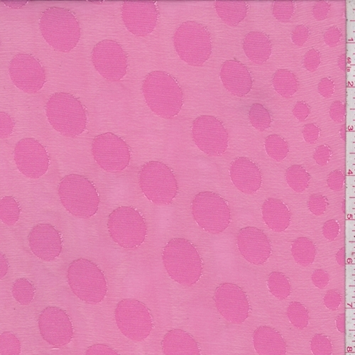 Hot Pink Polka Dot Jacquard Chiffon