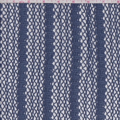Dark Slate Blue Crochet Deco Stripe Lace