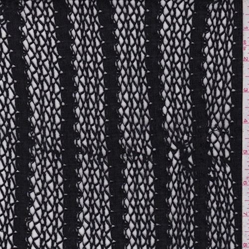 Black Crochet Deco Stripe Lace