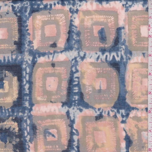 *4 1/8 YD PC--Apricot/Brown Batik Square Lawn