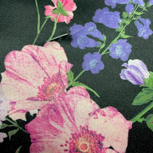 Black Floral Satin