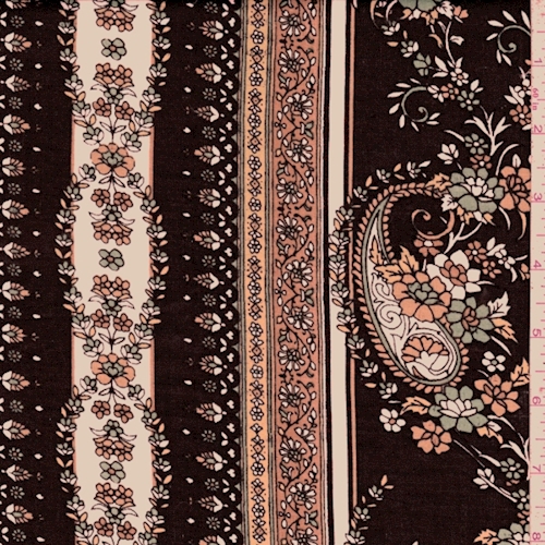 Black/Jade/Gold Paisley Stripe Lawn