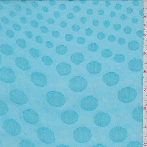 Turquoise Polka Dot Jacquard Chiffon