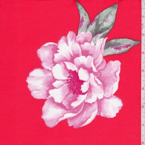 Fire Red/Hot Pink Peony Techno Scuba Knit