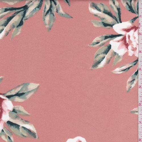 Terra Cotta Peony Scuba Knit