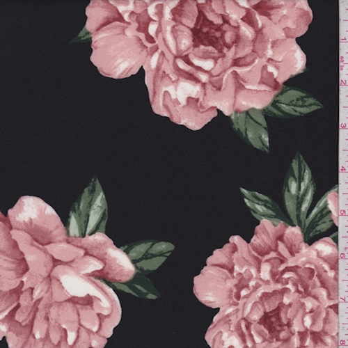 Black Peony Techno Scuba Knit
