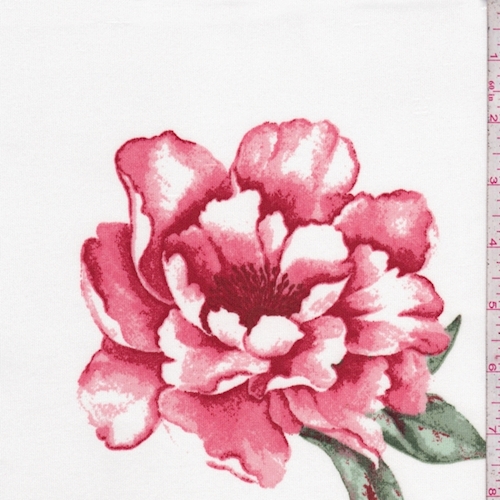 Ivory Peony Bloom Techno Scuba Knit