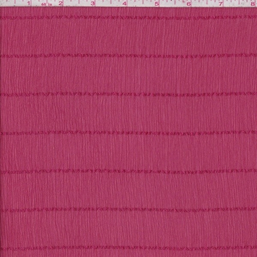 Raspberry Stripe Crinkle Chiffon