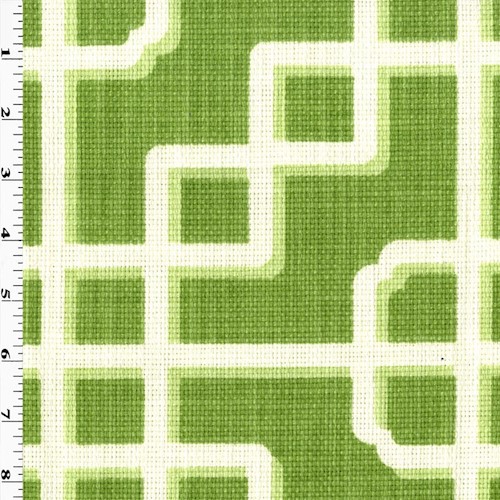 Green/White Trellis Printed Basket Woven Decor Fabric DFW60959