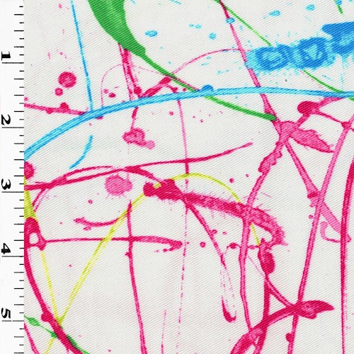White/Lime/Multi Paint Splatter Printed Twill Decor Fabric DFW60988