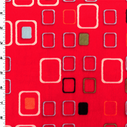 *3 YD PC--Red/Multi Square Minky