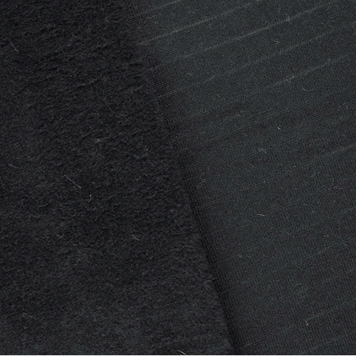 Charcoal Black Striped Wool Blend Fleece Back Knit