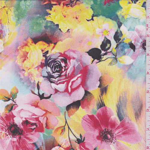 Pink Multi Floral Digital Print Chiffon