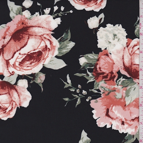 ITY Black/Blush Rose Bouquet Jersey Knit