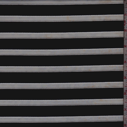 Dark Navy/Pearl Organza Stripe Twill