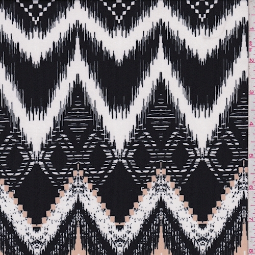 ITY Black/White Ikat Chevron Jersey Knit