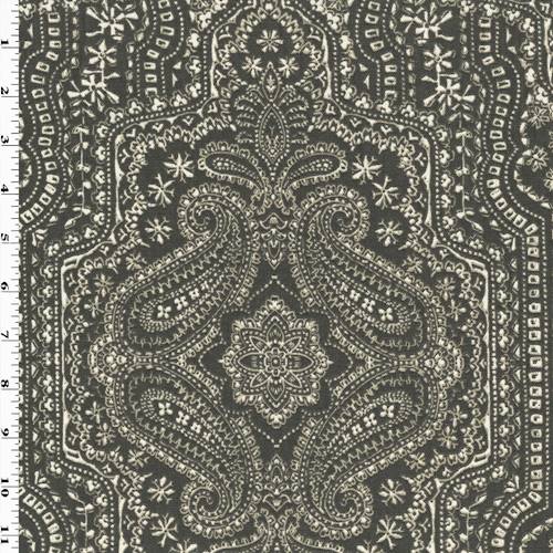 *1 1/2 YD PC--Brown/White P Kaufmann Paisley Print Canvas Decor Fabric