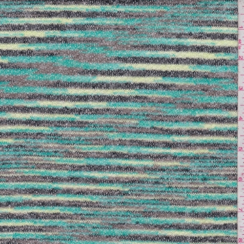 Teal/Black/Citron Stripe French Terry Knit