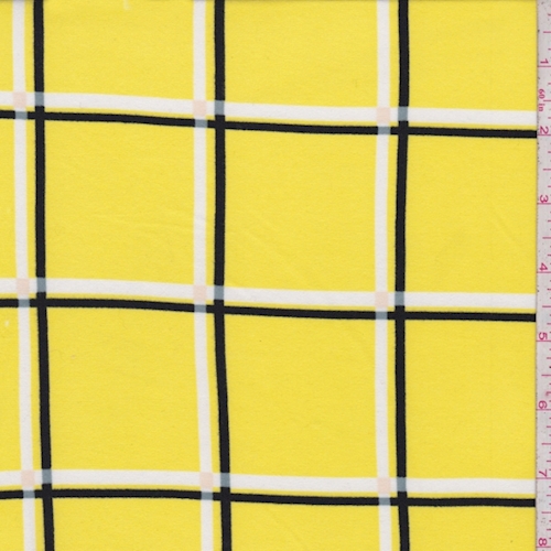 Lemon/Black/White Check Double Brushed Jersey Knit