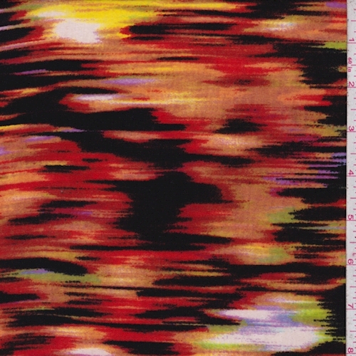 Red/Black/Orange Ikat Wave Jersey Knit