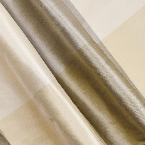 Beige/Taupe Checkered Plaid Silk Taffeta Decor Fabric DFW59356